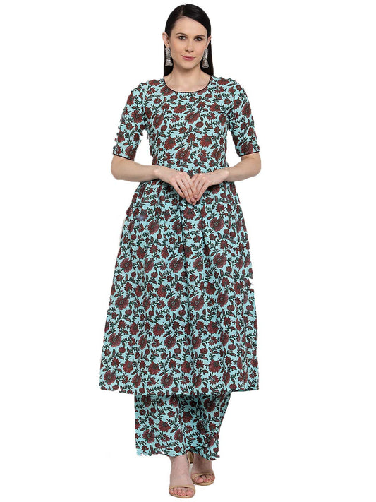 Anni Designer WomenS Multi Cotton Anarkali Kurta With Plazzo (Daisy Multi_Xl) Multicolour