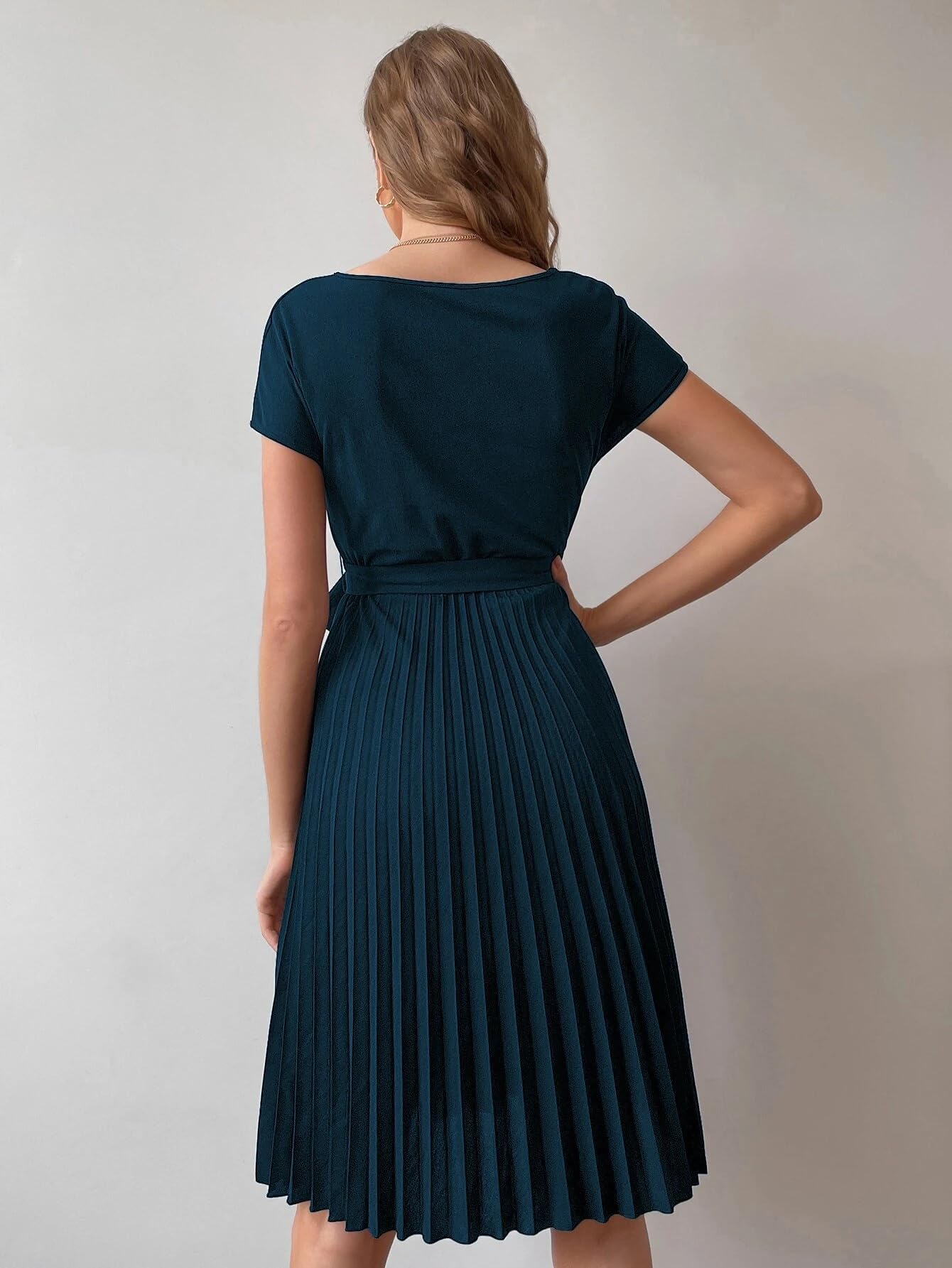 Tagas Women'S Polyester Fit And Flare Knee-Length Dress (Op-3008_Teal)