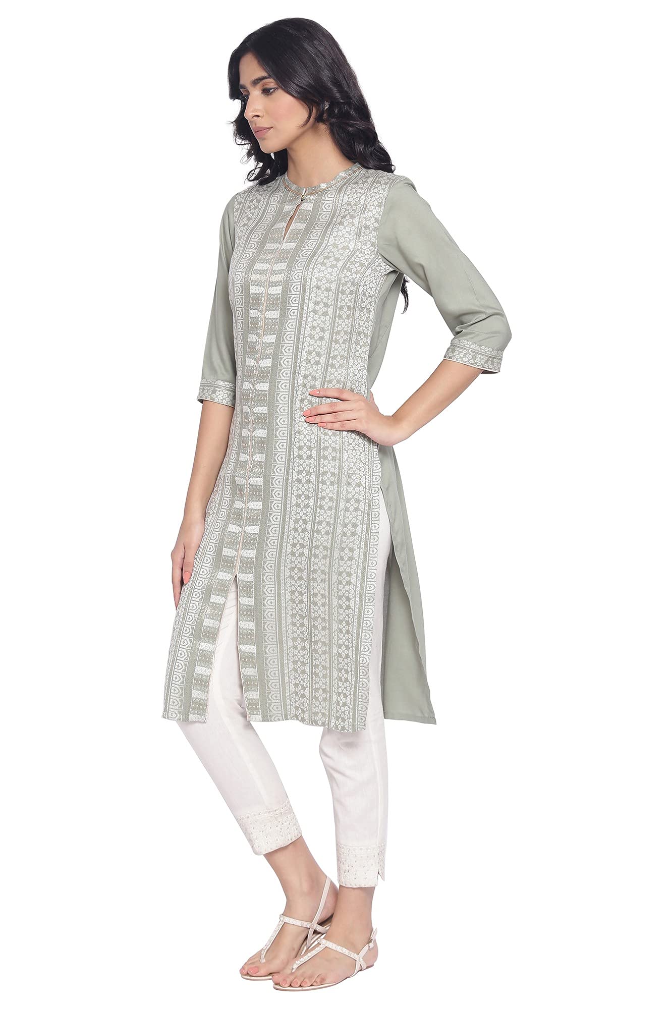 W for Woman Women's Viscose Straight Dobby Kurta