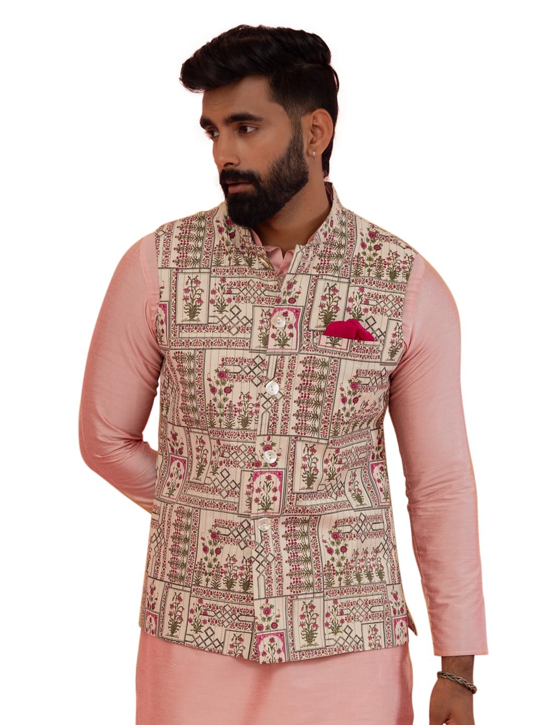 Kisah Nehru Jacket For Men  Printed Cotton Blend Modi Jacket | Ethnic & Formal Waist Coat For Weddings, Parties & Office Wear