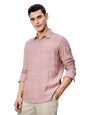Thomas Scott Self Printed Embriodired Casual Shirt for Men Pink
