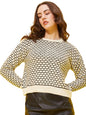 Modeve Self Design Round Neck Casual Women Crop Top Sweater||Winterwear|| White