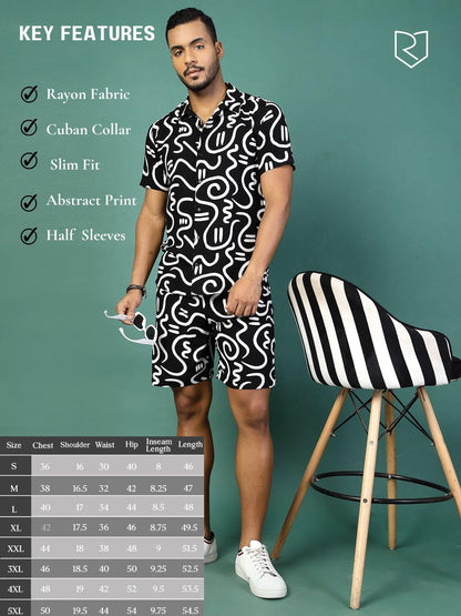 Rigo Printed Co-Ord Set For Men | Casual Shirt & Shorts Night Suit | Lounge-Wear Nightdress Pajama Set | Night, Beach, Vacation