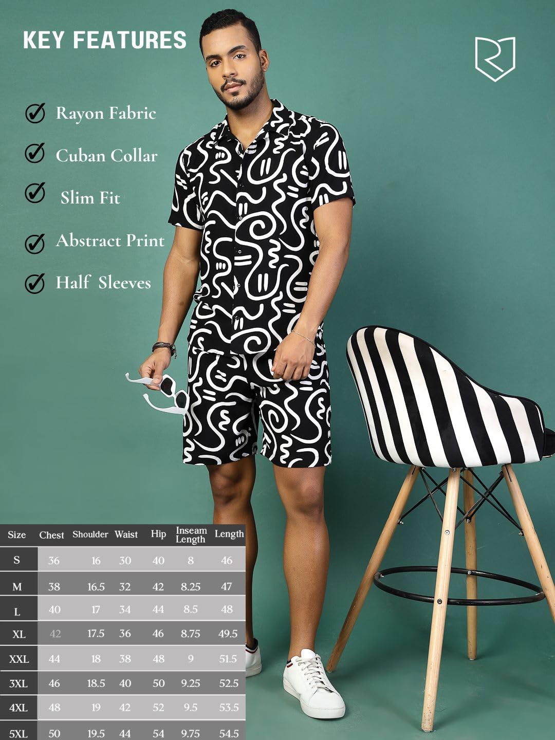 Rigo Printed Co-Ord Set For MenS | Casual Shirt & Shorts Night Suit Set | Lounge-Wear Nightdress Shorts Set For MenS | Night W