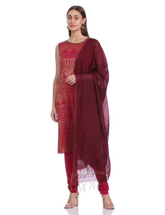 Aurelia Women's Cotton Blend Floral Regular Kurta, Churidar & Dupatta