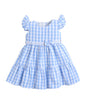 BUMZEE Girls Polyester Cap Sleeves Checkered Knee Length Frock/Dress Blue - 1-2 Years (Peb11441E-blu)