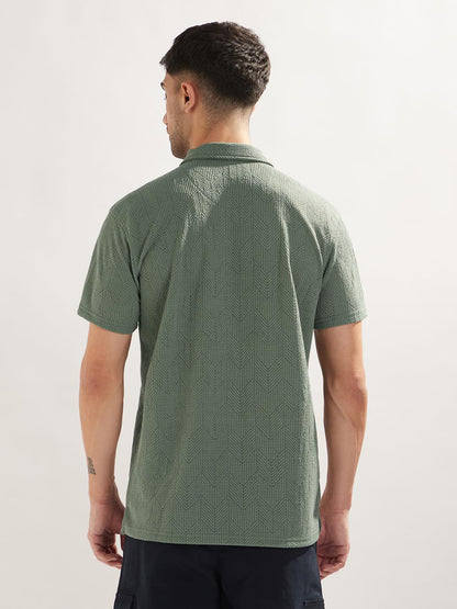 Nobero MenS Self Design Regular Fit Polo Shirt (1M-Twpo-R0030_Sage Green