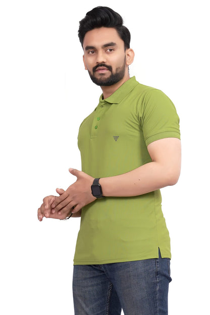More & More MenS Solid Regular Fit Polo
