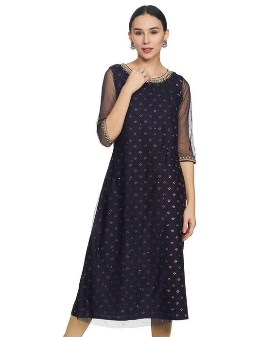 W for Woman Women's Cotton Regular Fit Solid Kurta