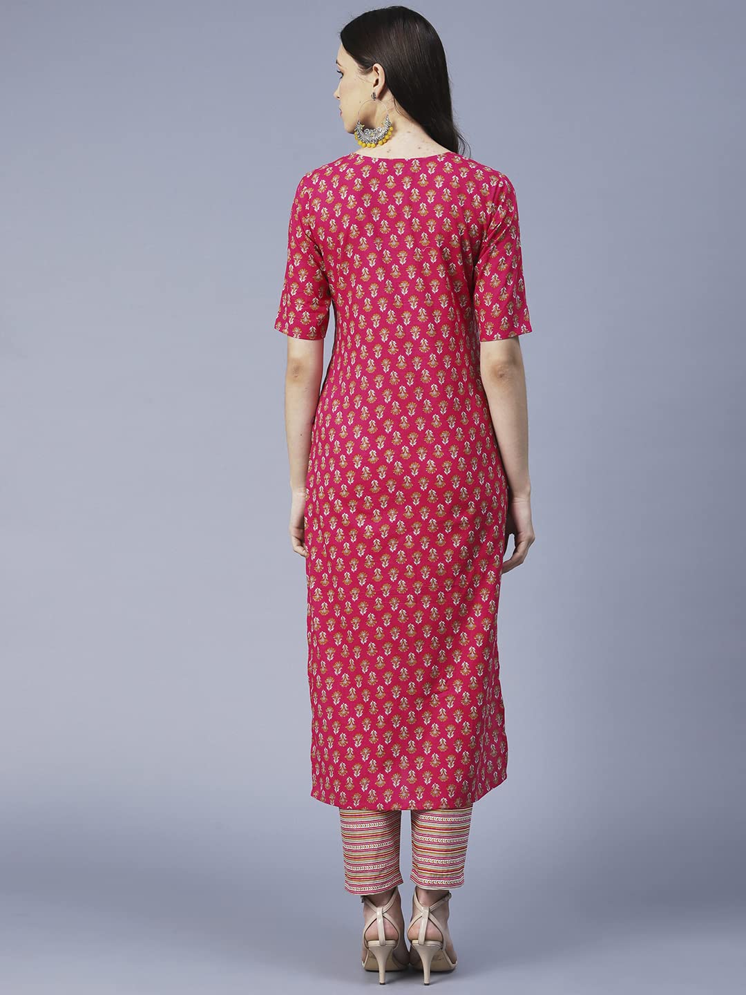 ANNI DESIGNER Women's Cotton Blend Printed Straight Kurta with Pant (PRNEA)