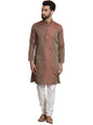 SOJANYA (Since 1958 Men's SilkBlend Maroon Self design Kurta & White Churidar Pyjama Set