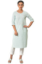 Aurelia Womens Floral Regular Blue Printed Cotton Kurta (23FEA13902-506704