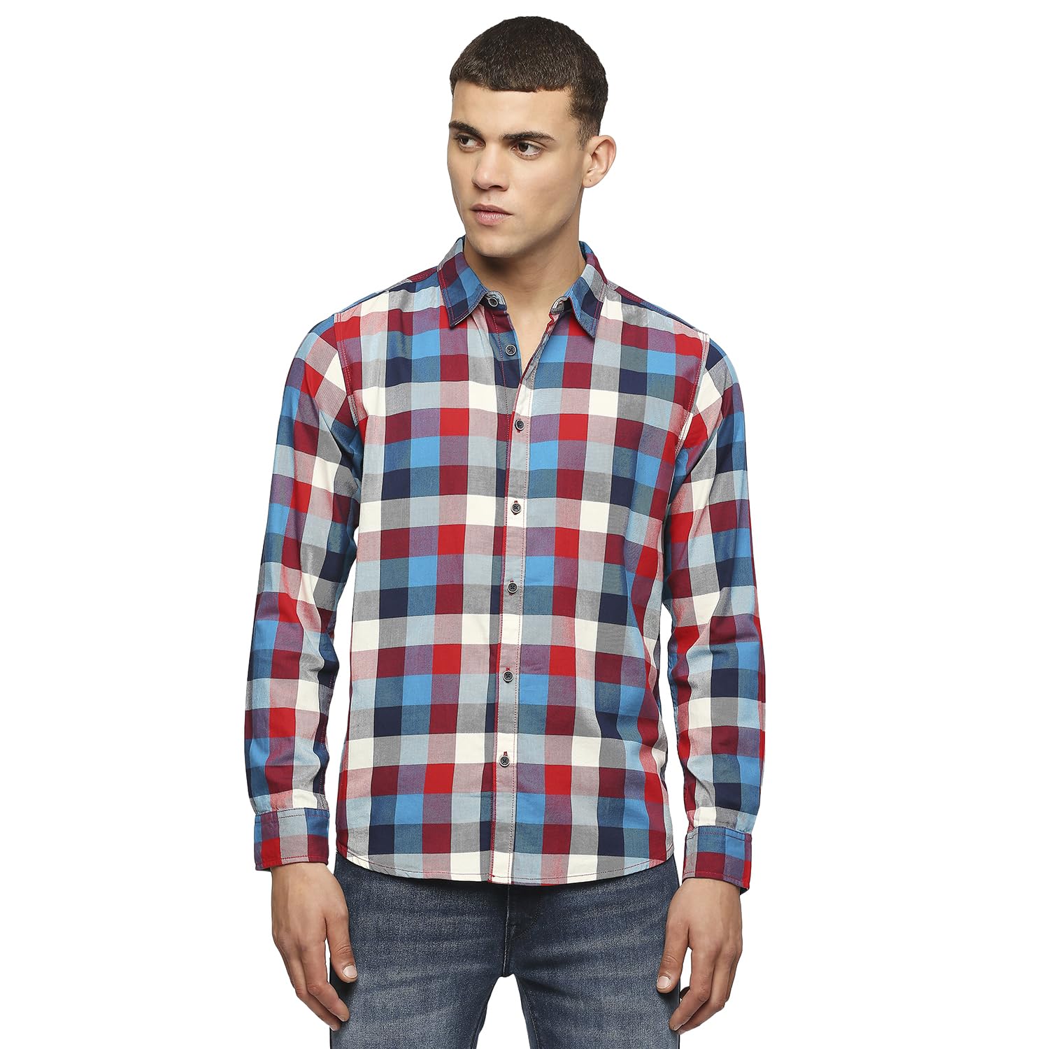 Pepe Jeans MenS Checkered Regular Fit Shirt (Pm308473_Blue