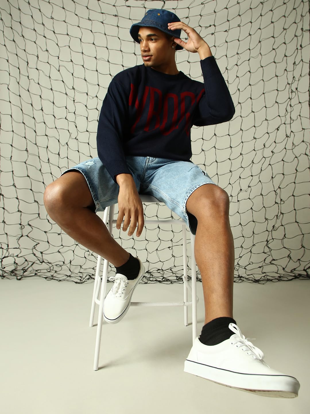 Hubberholme Men Knitted Acrylic Oversized Fit Round Neck Long Sleeve Sweaters