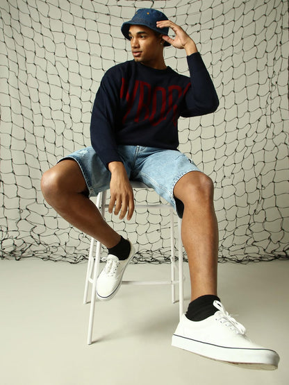 Hubberholme Men Knitted Acrylic Oversized Fit Round Neck Long Sleeve Sweaters