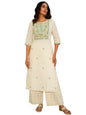 Libas WomenS Cotton Embroidered Straight Kurta (26727_Off White