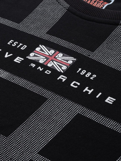 The Indian Garage Co Black Regular Fit Checkered Long Sleeve Pull On Sweatshirt