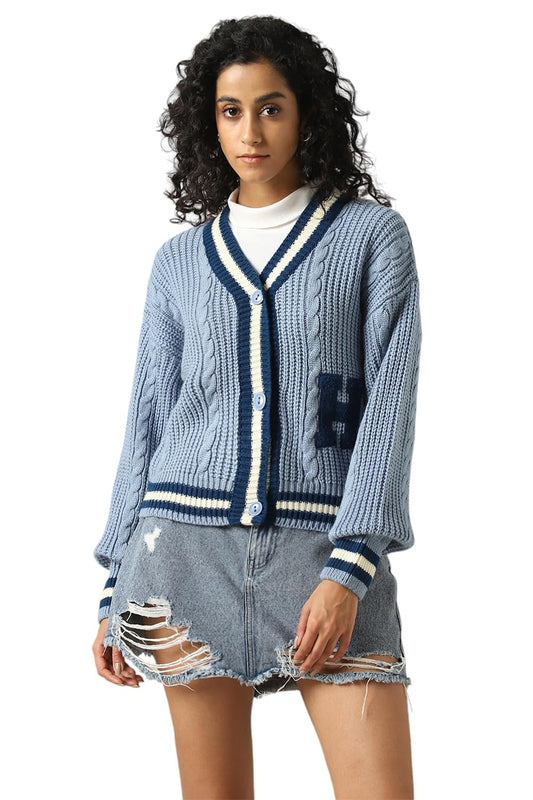 Hubberholme Women Acrylic Knitted Regular Fit V Neck Full Sleeves Sweaters 18