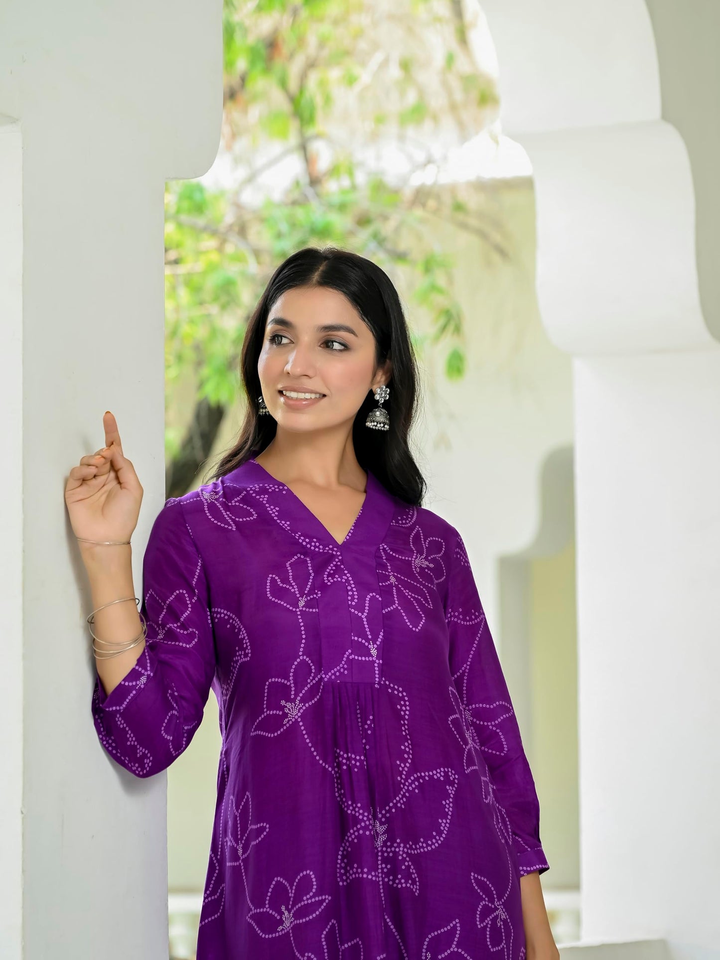 ANNI DESIGNER Women's Rayon Blend A-Line Printed Kurta & Pant