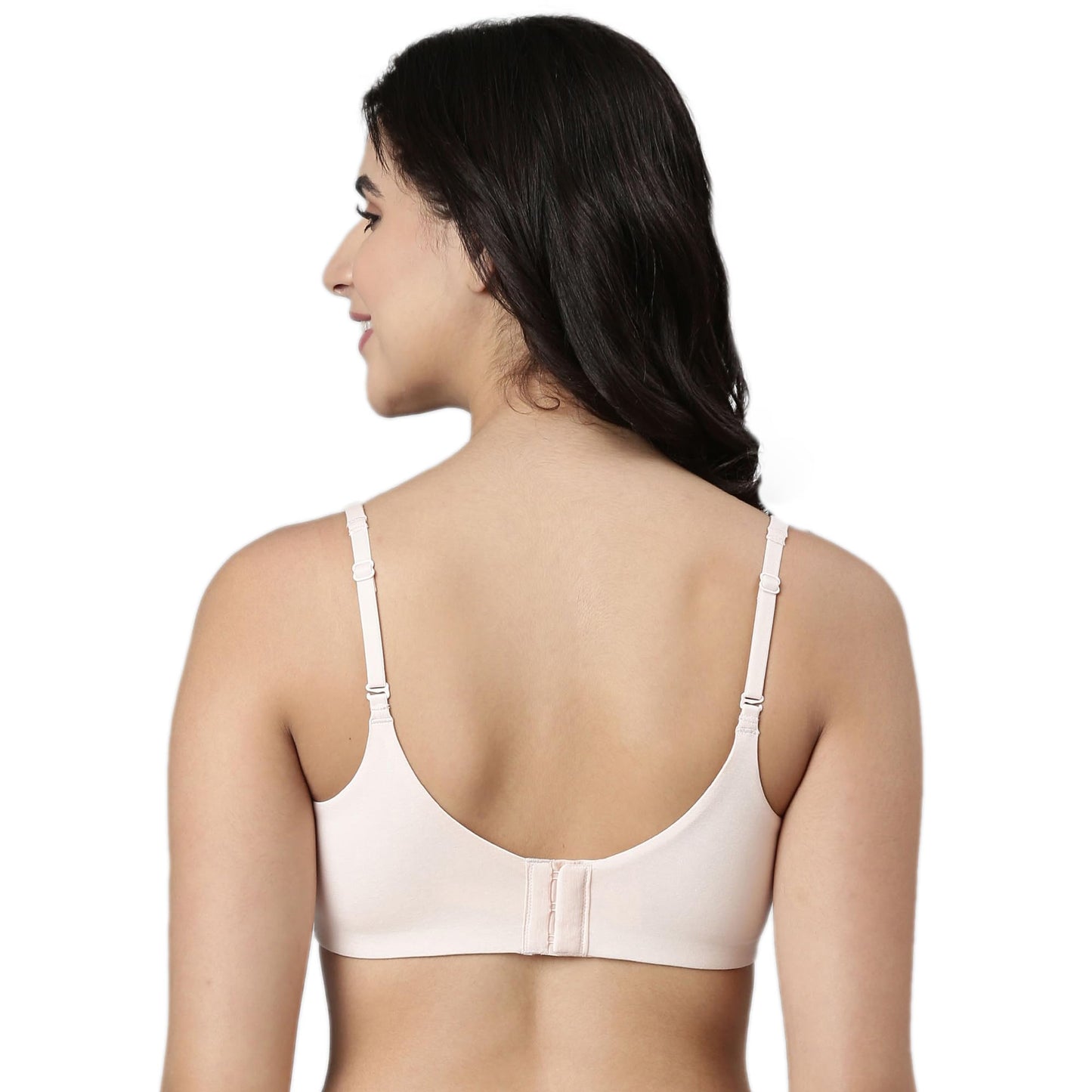 Enamor A077 Bamboo Fabric Full Support T-Shirt Bra for Women- High Coverage, Padded and Wirefree Pearl Blush