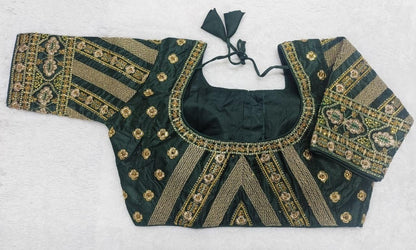 Pujia Mills WomenS Indian Ethnic Wear Stitched Designer Golden Codding With Zari Embroidered Work Round Neck Half Sleeve Readym