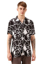 Dennis Lingo Men Black Rayon Half Sleeve Cuban Collar Printed Shirts_Dlmshsp24003