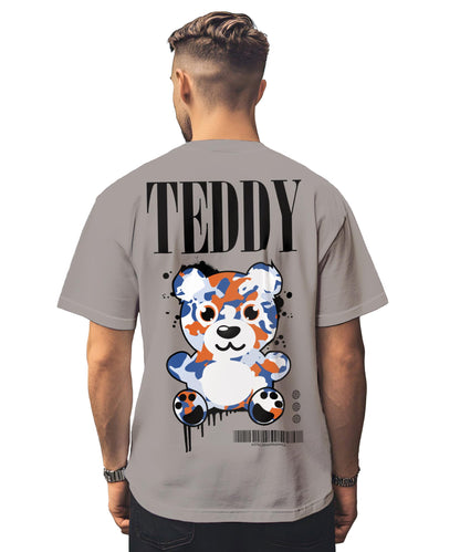 Peppyzone Mens Oversized Fit T-Shirt (PZ-OST-Teddy36FB40FB_Grey