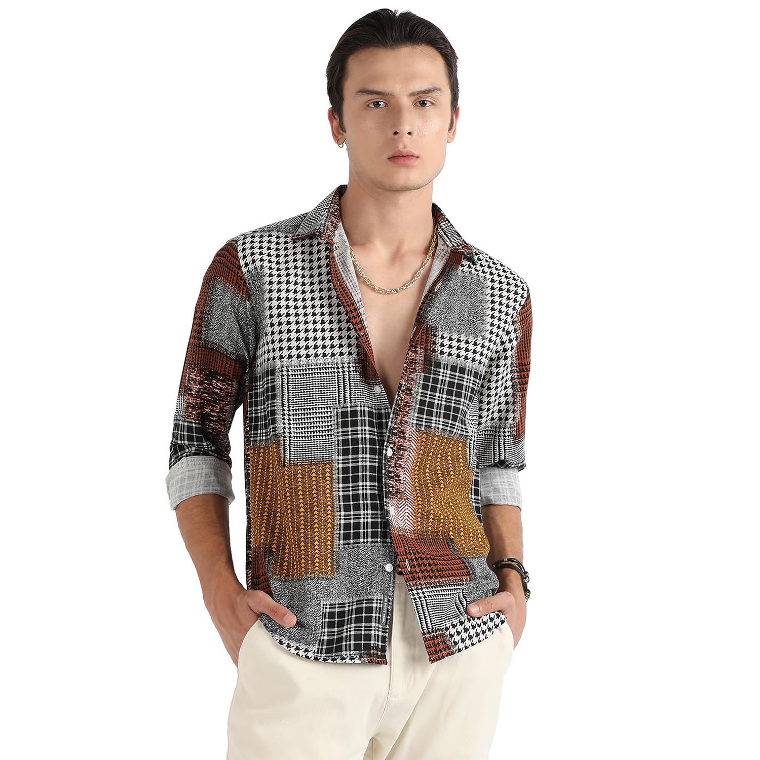 Campus Sutra Mens Regular Fit Shirt (CBSSSM23_CSMSSRT5814_Brown