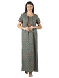 Evolove WomenS Cotton Long Maxi Night Gown Nighty Dress With Pocket & Stylish Button, Super Soft Comfortable (Light Teal & Oran