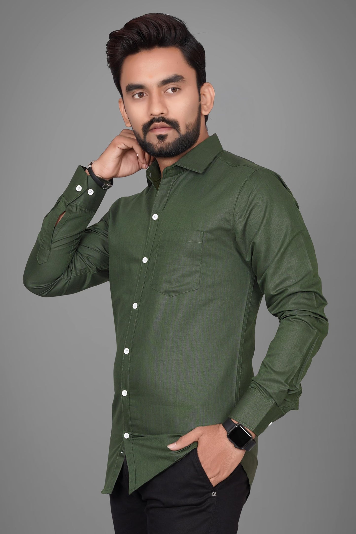 Besix Full Sleeve Green Formal Shirt For Men Cotton Regular Fit Casual - Pure Premium Branded Shirts For Men Formal Stylish Slim