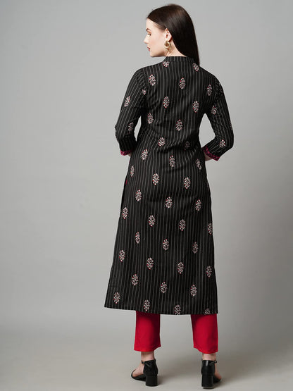 ANNI DESIGNER Women's Cotton Blend Traditional Straight Printed Kurti (KD)