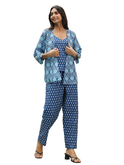 Greciilooks Rayon Ethnic Kurta Set Blue