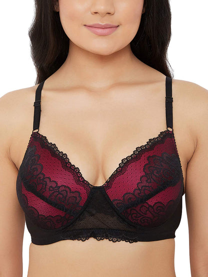 Clovia Womens Net Non Padded Wire Free Full Coverage Bra Black