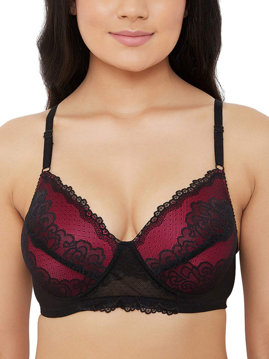 Clovia Womens Net Non Padded Wire Free Full Coverage Bra Black