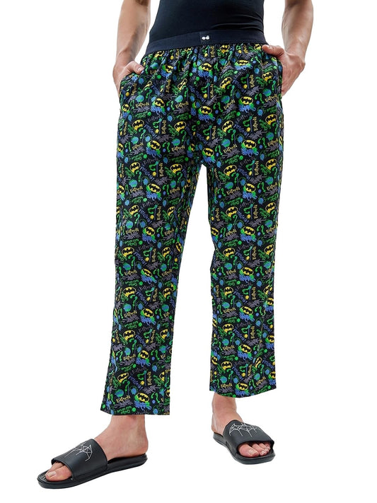 Bewakoof Official DC Merchandise Mens All Over Printed Regular Fit Cotton Pyjama_570813_Multicolor_S