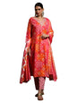 Varanga Women Bandhani Printed V Neck Kurta With Trouser & Dupatta Orange