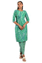 W for Woman Dark Green Paisley Printed Cotton Kurta and Pant Set