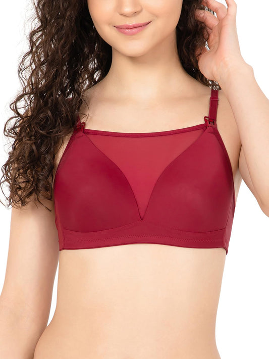 Clovia WomenS Padded Non-Wired Full Figure Cami-Style Maternity/Feeding/Nursing Bra (Br2384R09_Maroon_32D)