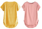 Fabricorn Combo Of Plain Mustard Yellow V-Neck And Dusty Rose Round Neck Up And Down Cotton Tshirt For Women (Mustard Yellow And