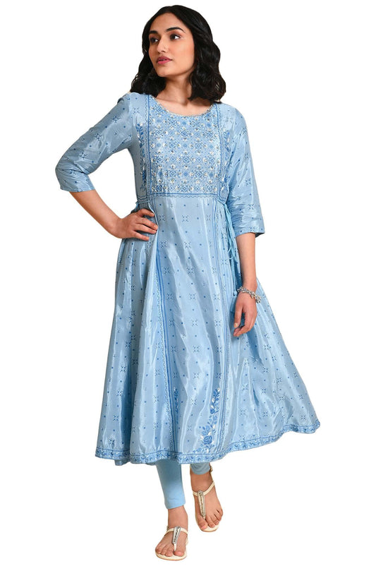 W for Woman Sequined Shantung Viscose Kurta for Women