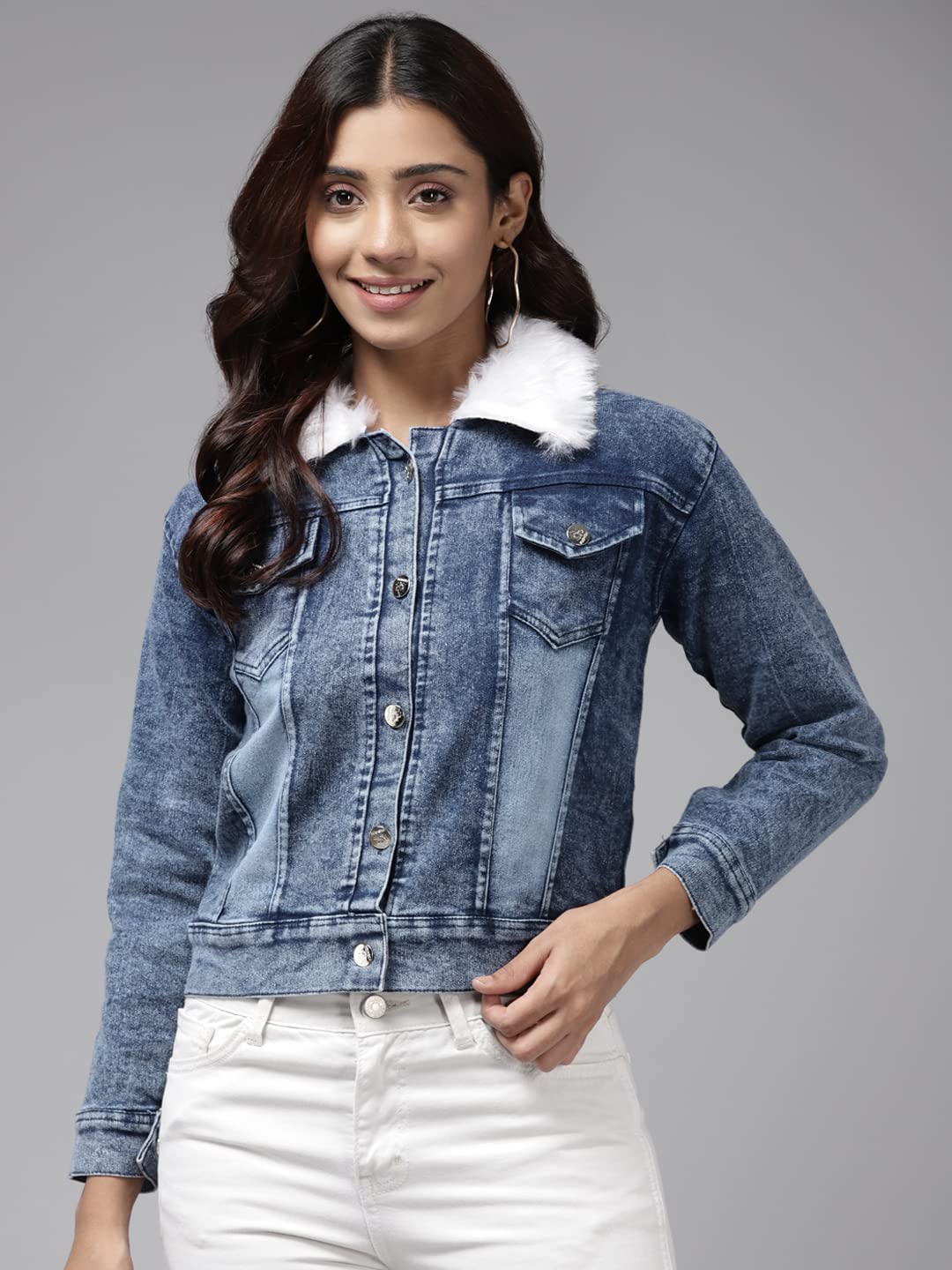 Aarika Women's A-Line Coat (DN-W-110_Denim Blue_M)