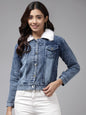 Aarika Women's A-Line Coat (DN-W-110_Denim Blue_L)