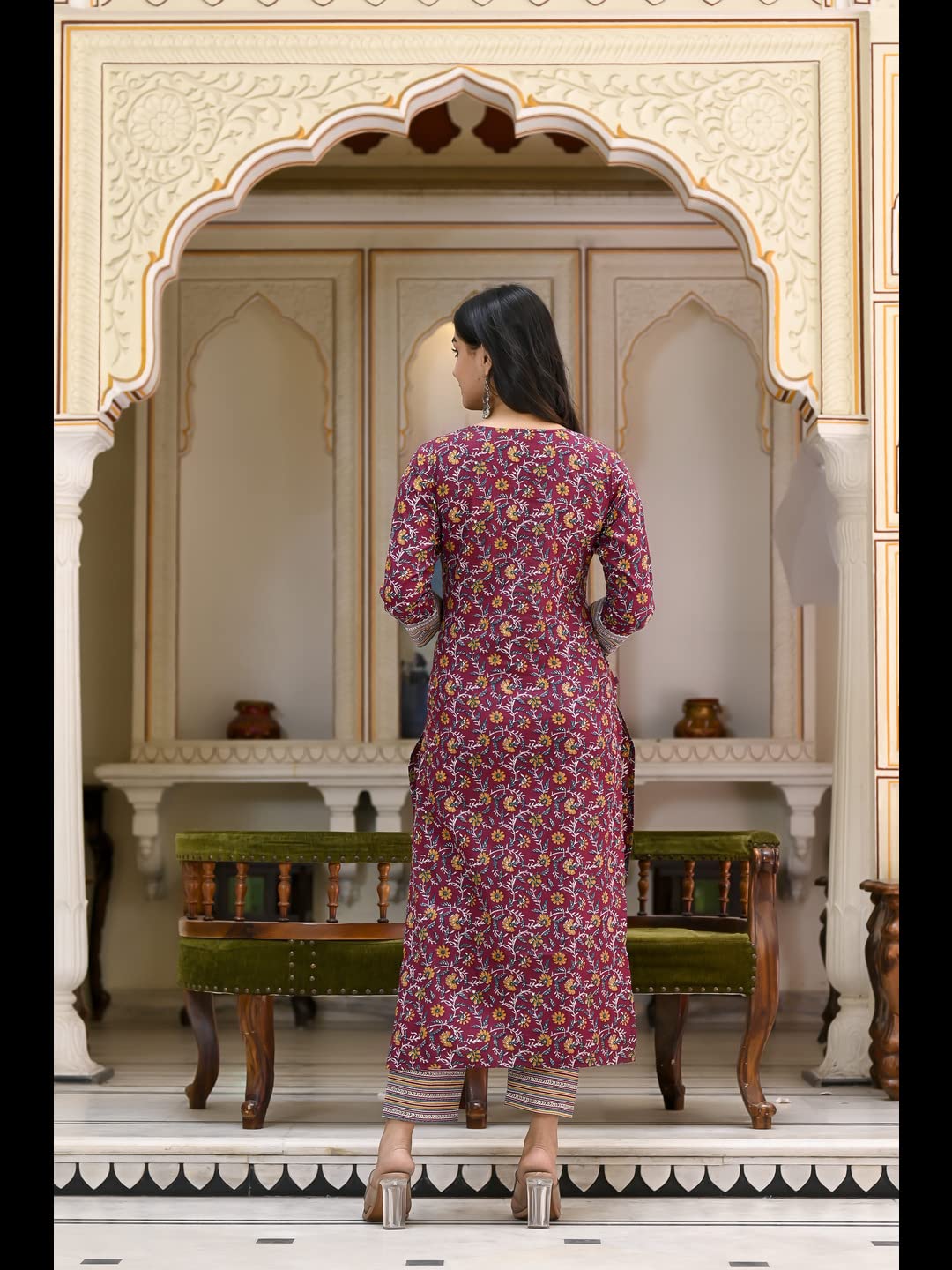 ANNI DESIGNER Women's Cotton Blend Printed Straight Kurta and Pant