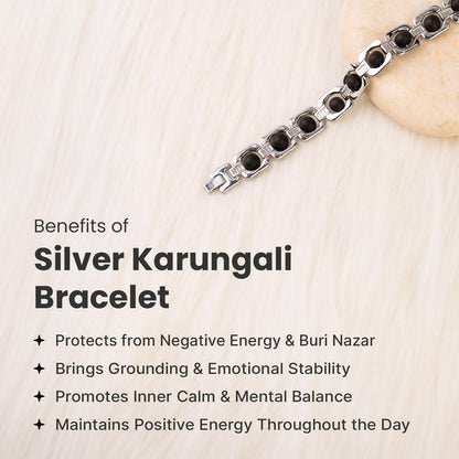 Astrotalk Metal Karungali Bracelet (Silver) | Certified Ebony Wood | Powerful Spiritual Protection, Emotional Balance & Positivity | Bracelet for Man & Women | Gift for Man & Woman