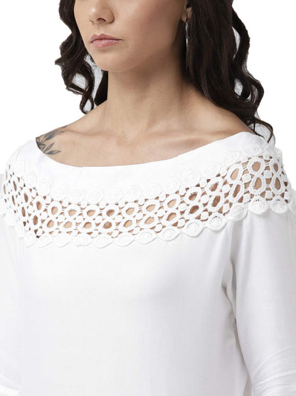 Style Quotient Women Solid Off White Viscose Rayon Smart Casual top