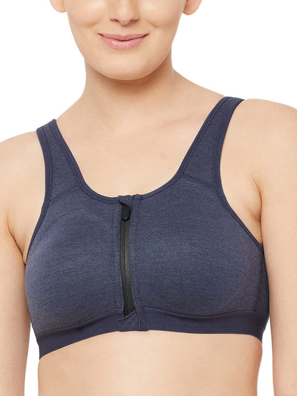 Clovia Womens Cotton Non-Padded Wirefree High Impact Sports Bra (BRS021P08_32C_Blue)
