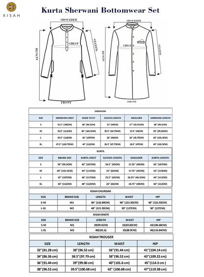 Kisah MenS Grey Indo-Western Kurta Sherwani Trousers Set Cotton Full Sleaves, Knee Length, Straight, Regular Fit, Mandarin Coll