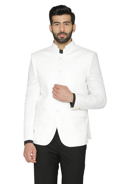 WINTAGE Mens 100% Linen Festive and Casual Blazer Coat Jacket : White