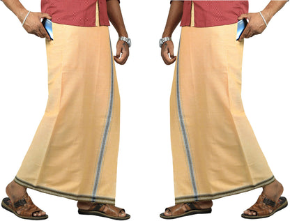 Prakasam Cotton Mens Kerala Thalapathi Border 2Way Pocket (Right &Left Side) Flexi Size (Adjustable) Colour Dhoti With 2 Side Po