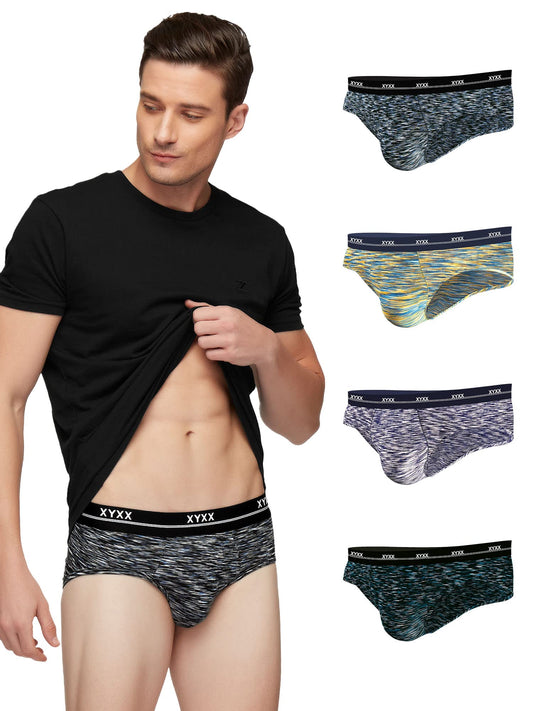 XYXX Mens Underwear Artisto IntelliSoft Antimicrobial Micro Modal Brief Pack of 5 (Black & Blue ; Yellow & Blue ; Blue & White
